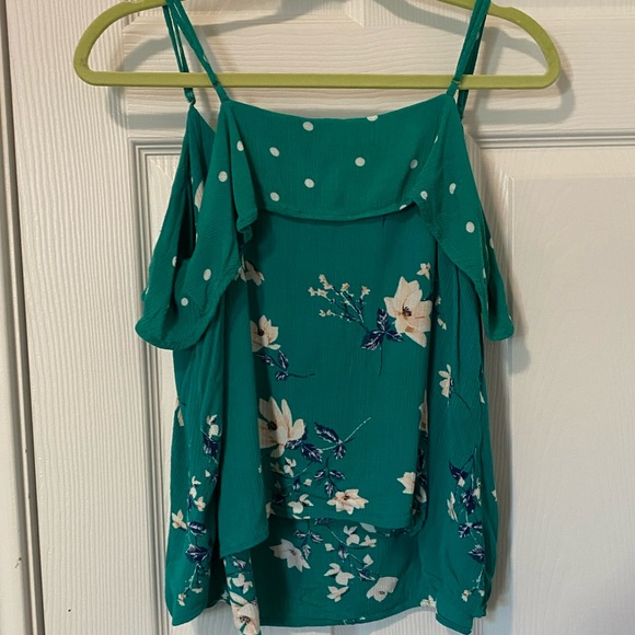 Pink Republic Green and White Floral / Polka Dot Tank Top - Picture 3 of 4